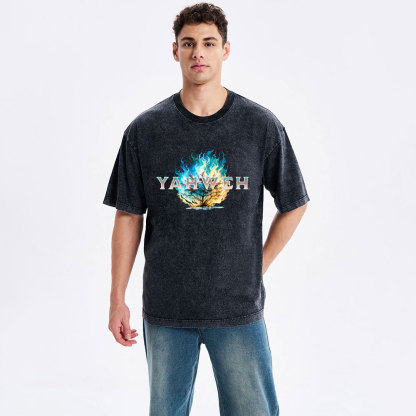 Yahweh Burning Bush Christian Washed T-Shirt