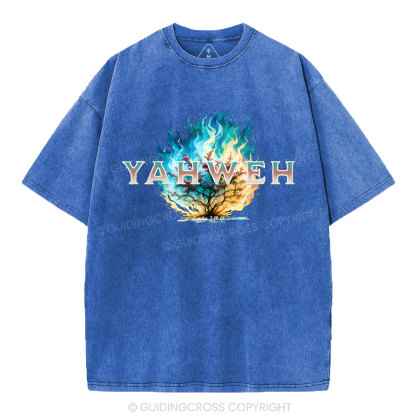 Yahweh Burning Bush Christian Washed T-Shirt