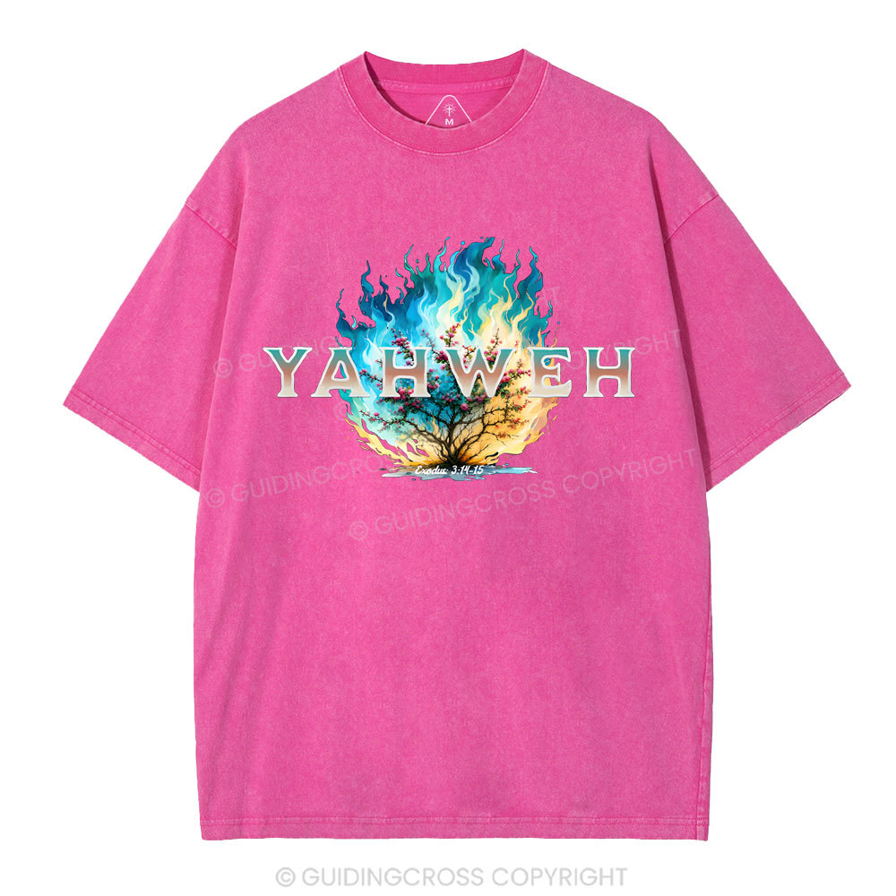 Yahweh Burning Bush Christian Washed T-Shirt