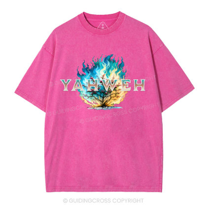 Yahweh Burning Bush Christian Washed T-Shirt