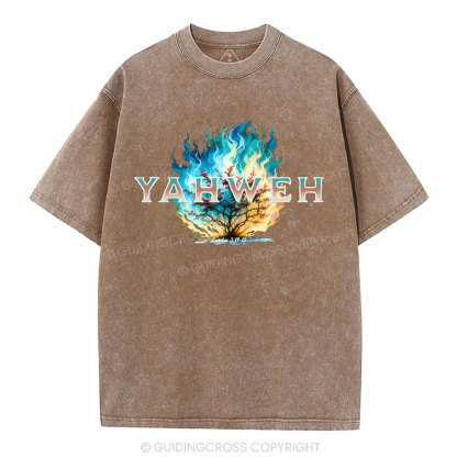 Yahweh Burning Bush Christian Washed T-Shirt