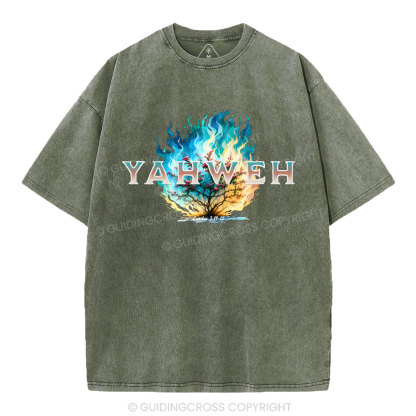 Yahweh Burning Bush Christian Washed T-Shirt