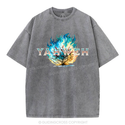 Yahweh Burning Bush Christian Washed T-Shirt