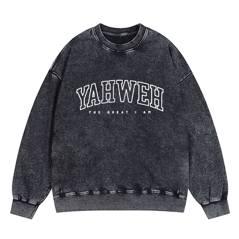 Yahweh Christian Washed Sweatshirt
