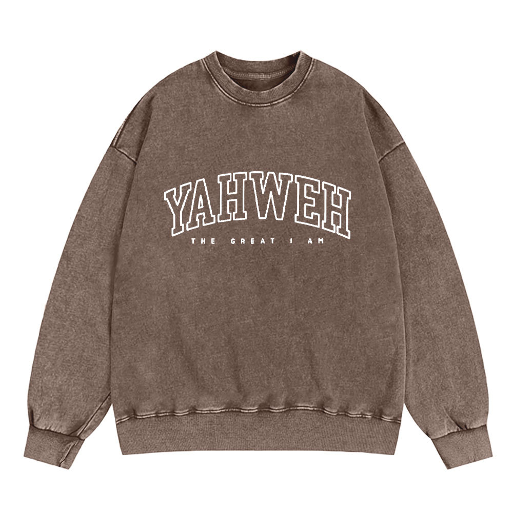 Yahweh Christian Washed Sweatshirt Sale - GuidingCross