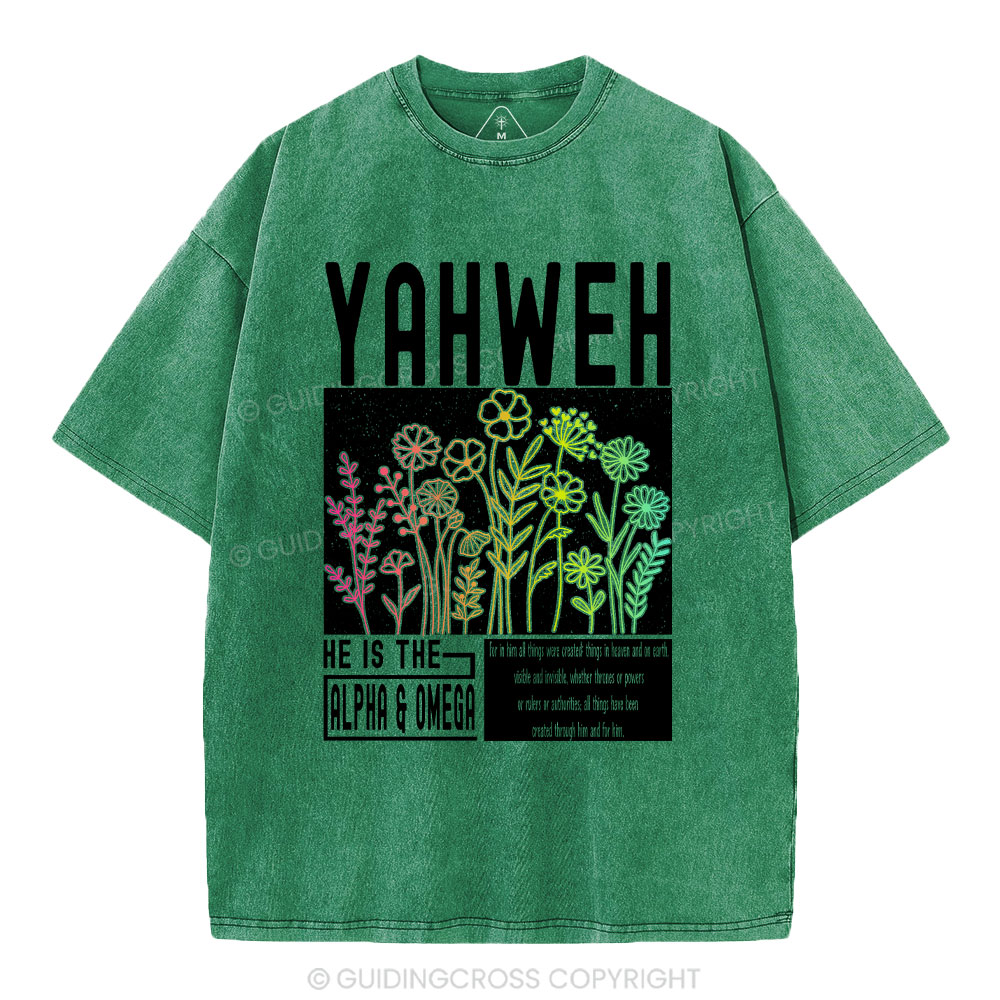 Yahweh Flower Christian Washed T-Shirt