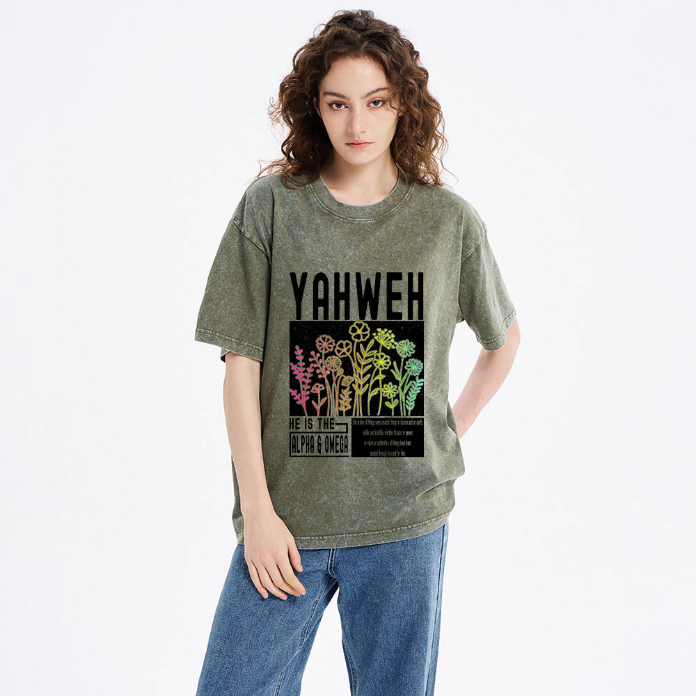 Yahweh Flower Christian Washed T-Shirt