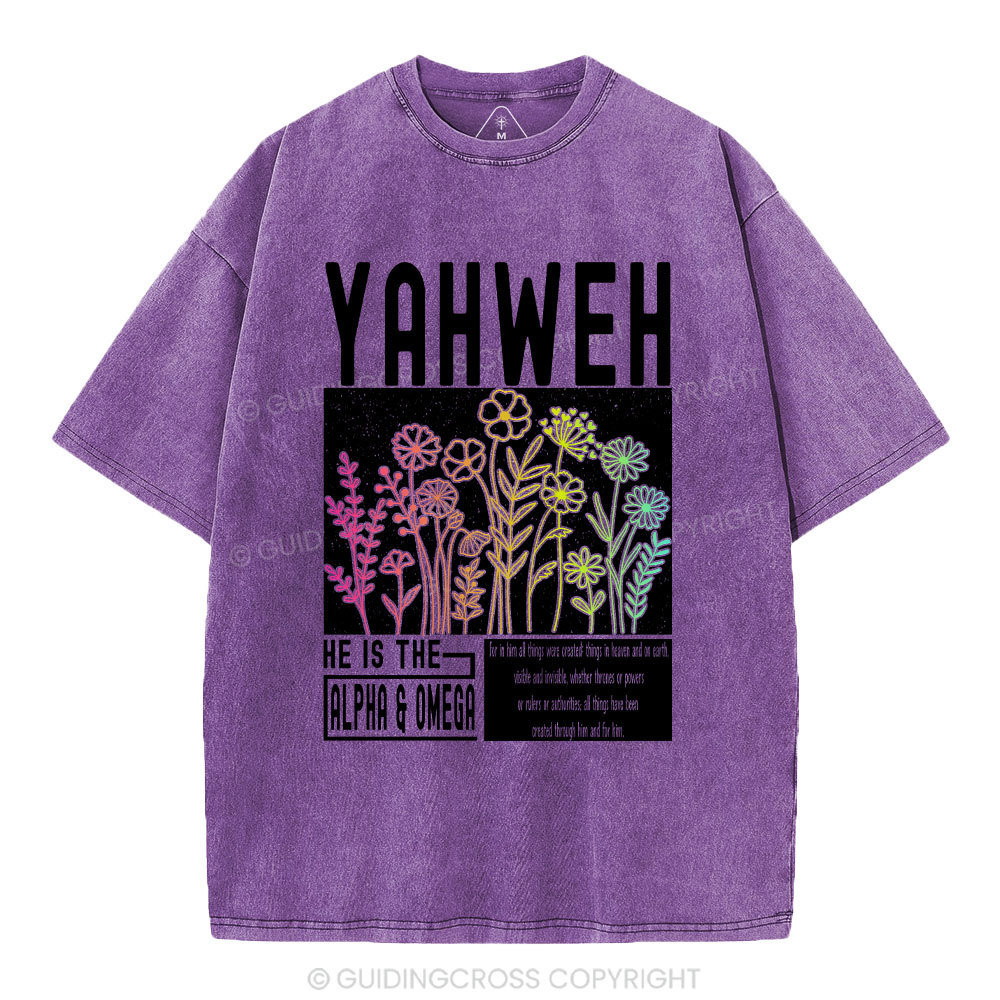 Yahweh Flower Christian Washed T-Shirt