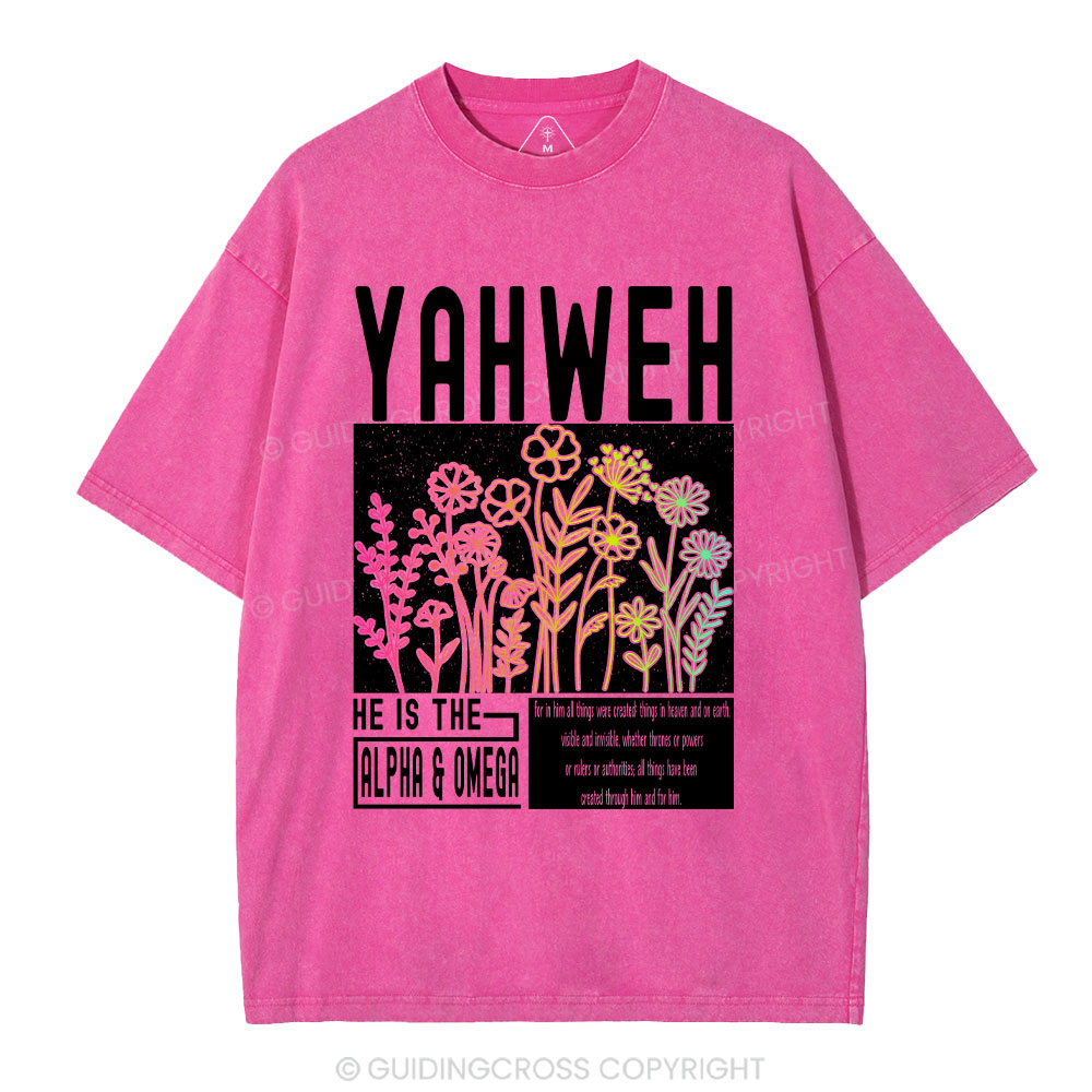 Yahweh Flower Christian Washed T-Shirt