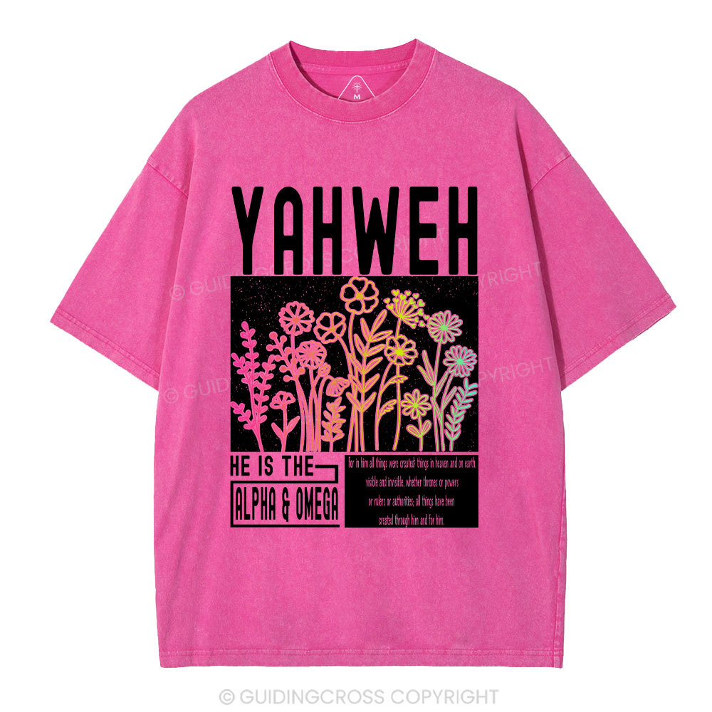 Yahweh Flower Christian Washed T-Shirt
