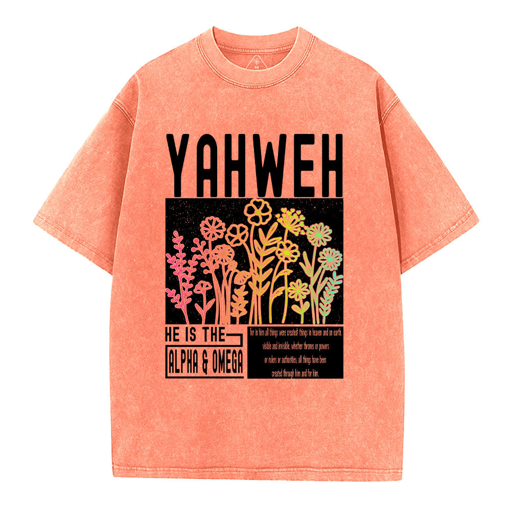 Yahweh Flower Christian Washed T-Shirt