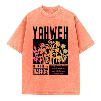 Yahweh Flower Christian Washed T-Shirt