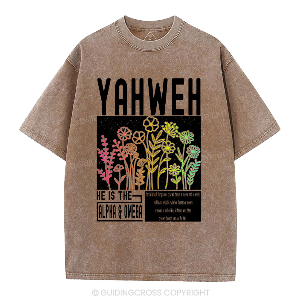 Yahweh Flower Christian Washed T-Shirt
