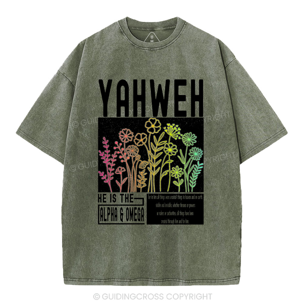 Yahweh Flower Christian Washed T-Shirt