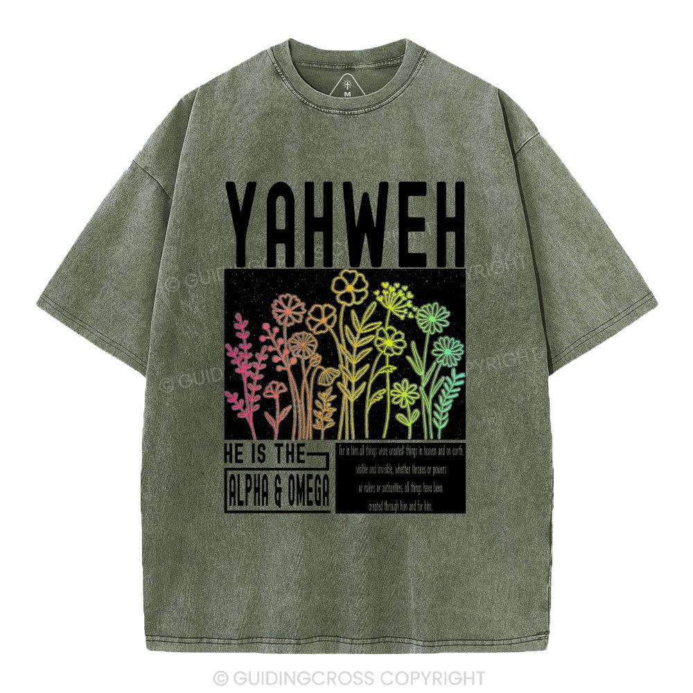 Yahweh Flower Christian Washed T-Shirt