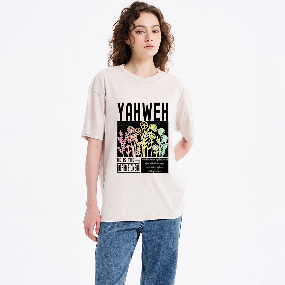 Yahweh Flower Christian Washed T-Shirt