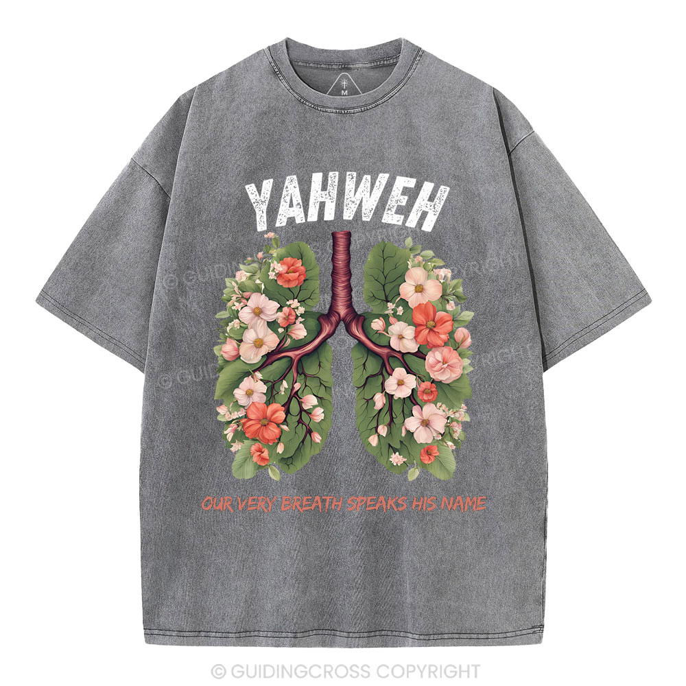 Yahweh Leaf Flower Lung Christian Washed T-Shirt