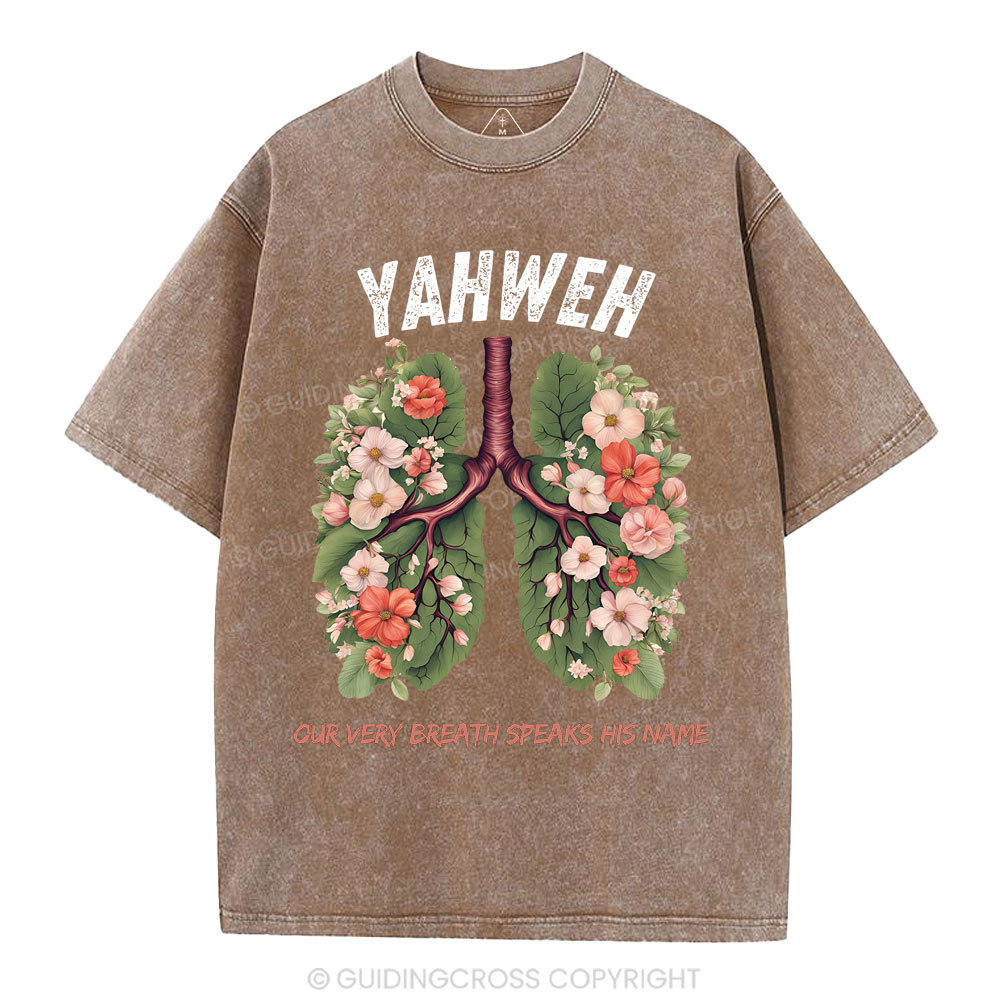 Yahweh Leaf Flower Lung Christian Washed T-Shirt