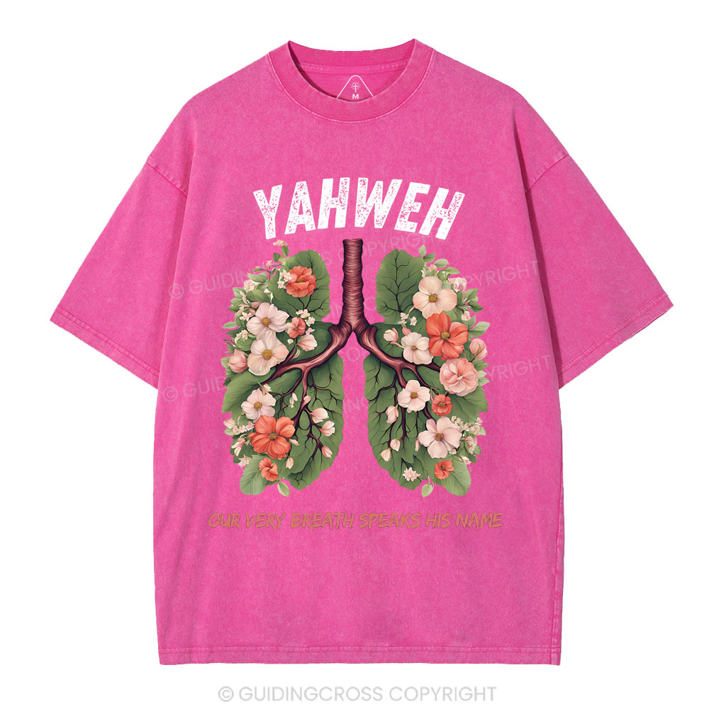 Yahweh Leaf Flower Lung Christian Washed T-Shirt
