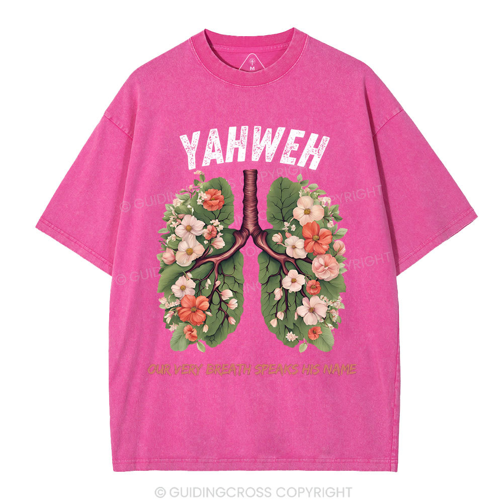 Yahweh Leaf Flower Lung Christian Washed T-Shirt