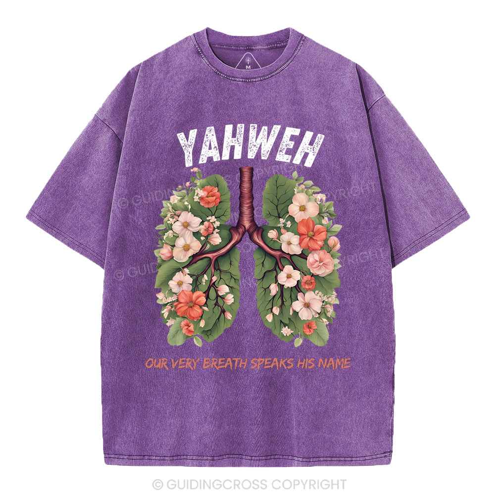 Yahweh Leaf Flower Lung Christian Washed T-Shirt
