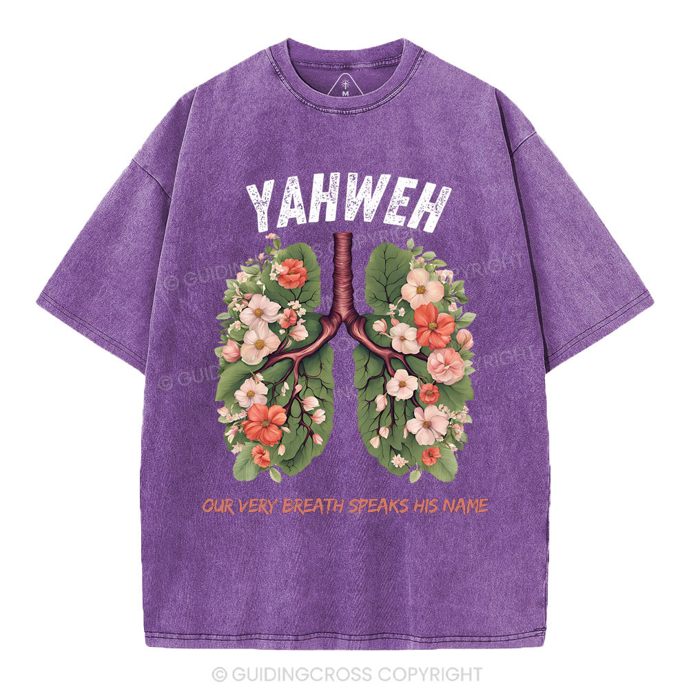 Yahweh Leaf Flower Lung Christian Washed T-Shirt