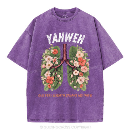 Yahweh Leaf Flower Lung Christian Washed T-Shirt