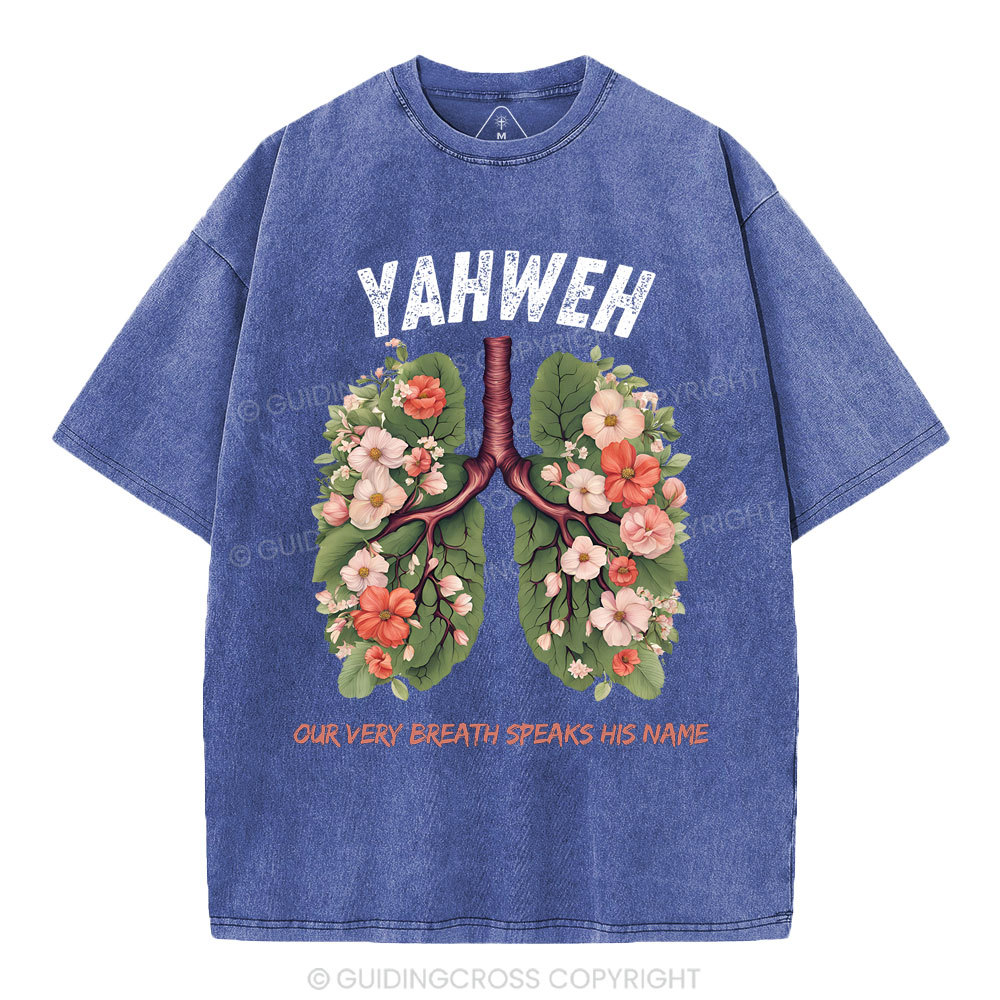 Yahweh Leaf Flower Lung Christian Washed T-Shirt