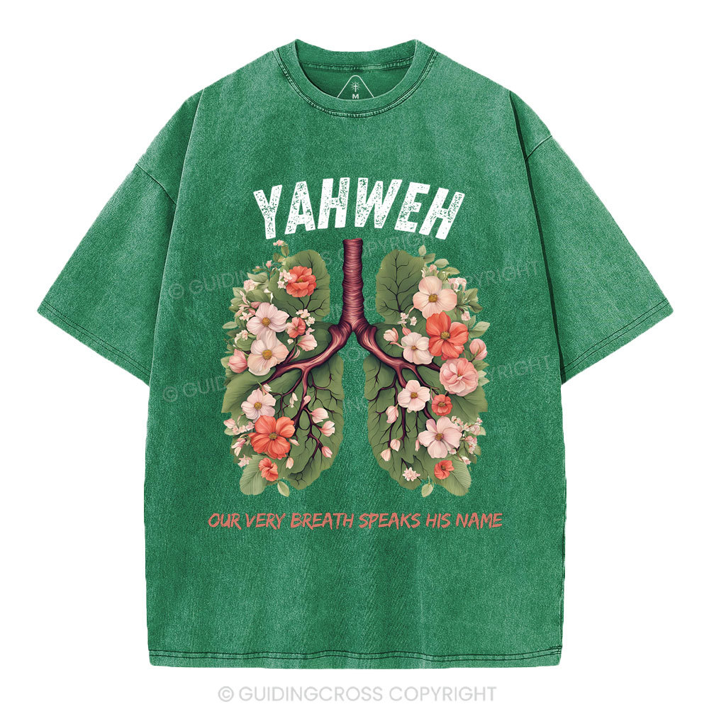 Yahweh Leaf Flower Lung Christian Washed T-Shirt