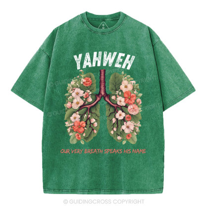 Yahweh Leaf Flower Lung Christian Washed T-Shirt