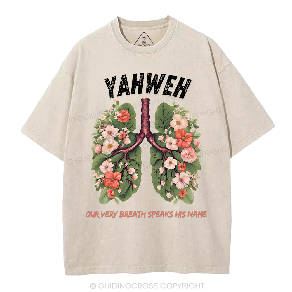 Yahweh Leaf Flower Lung Christian Washed T-Shirt