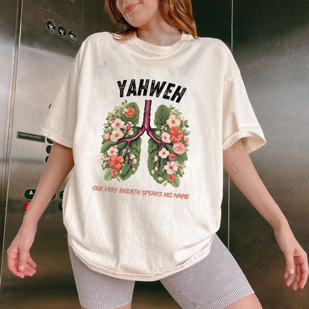 Yahweh Leaf Flower Lung Christian Washed T-Shirt