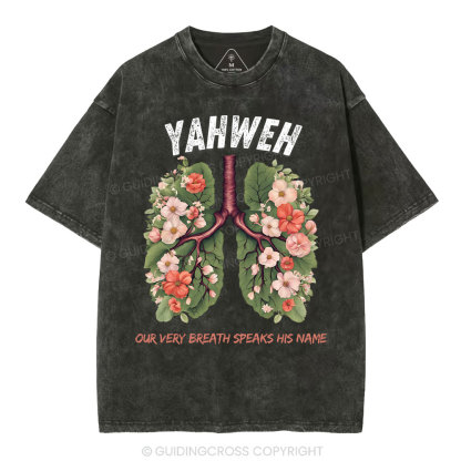 Yahweh Leaf Flower Lung Christian Washed T-Shirt