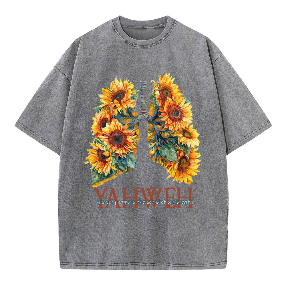 Yahweh Sunflower Christian Washed T-Shirt