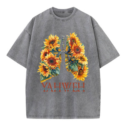 Yahweh Sunflower Christian Washed T-Shirt