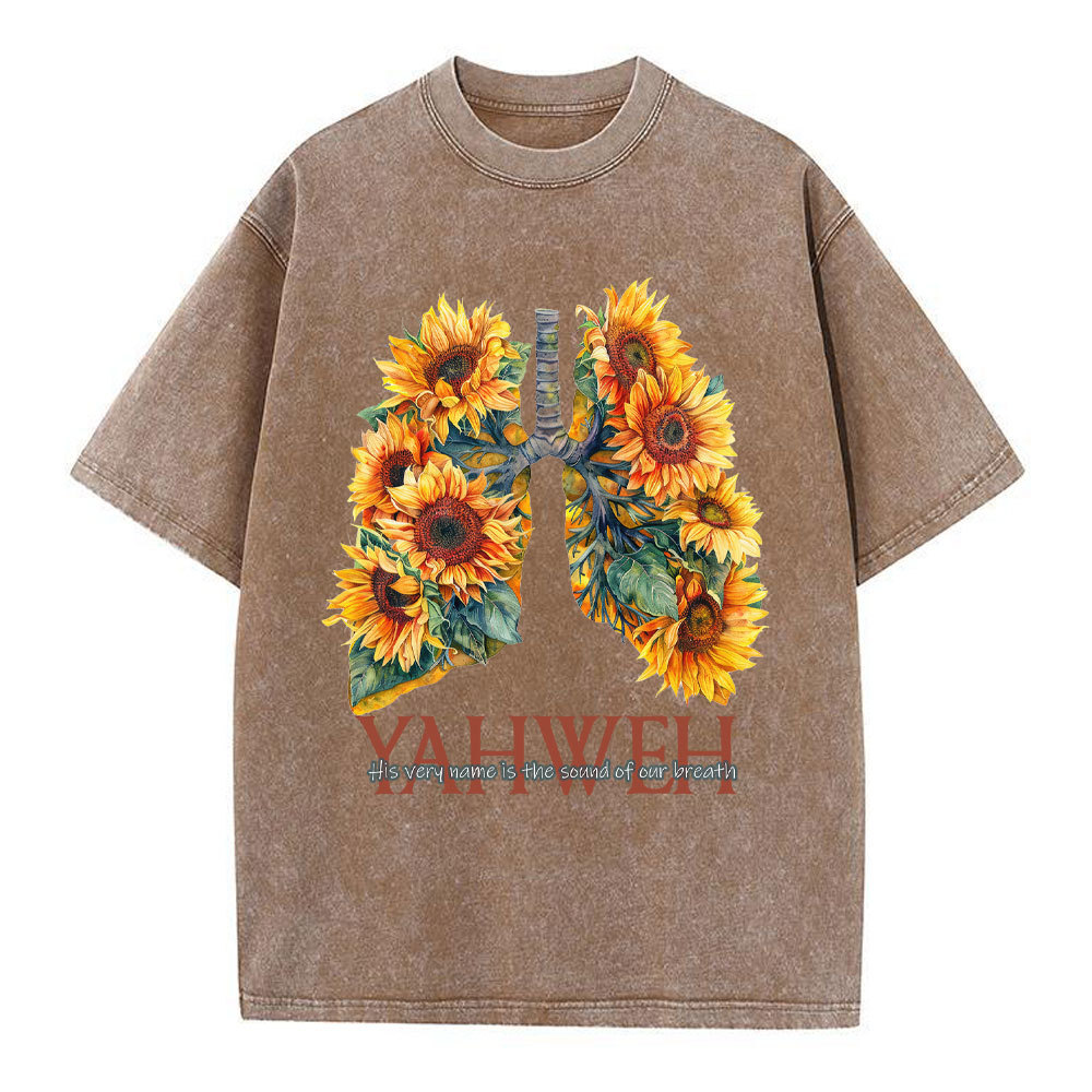 Yahweh Sunflower Christian Washed T-Shirt