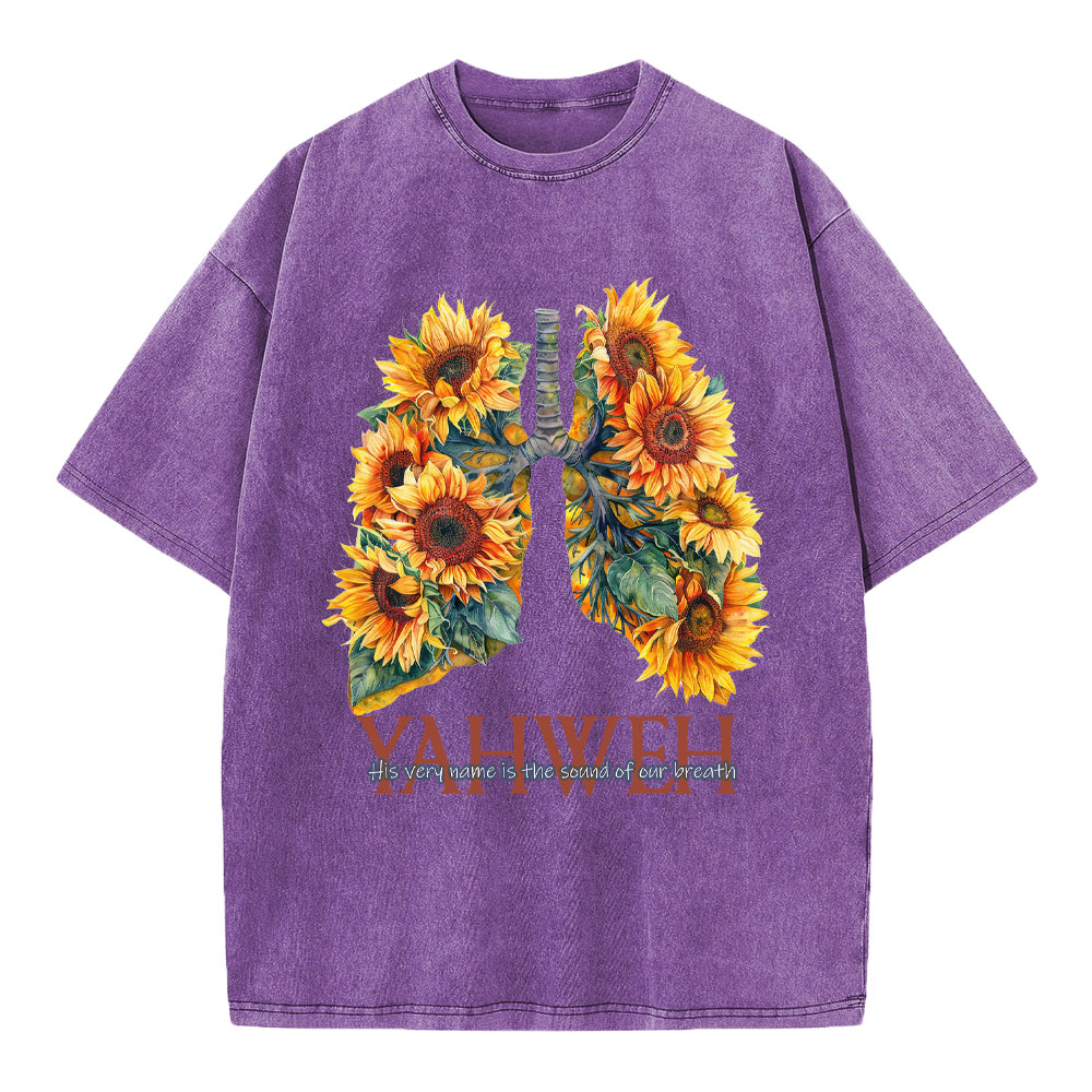 Yahweh Sunflower Christian Washed T-Shirt