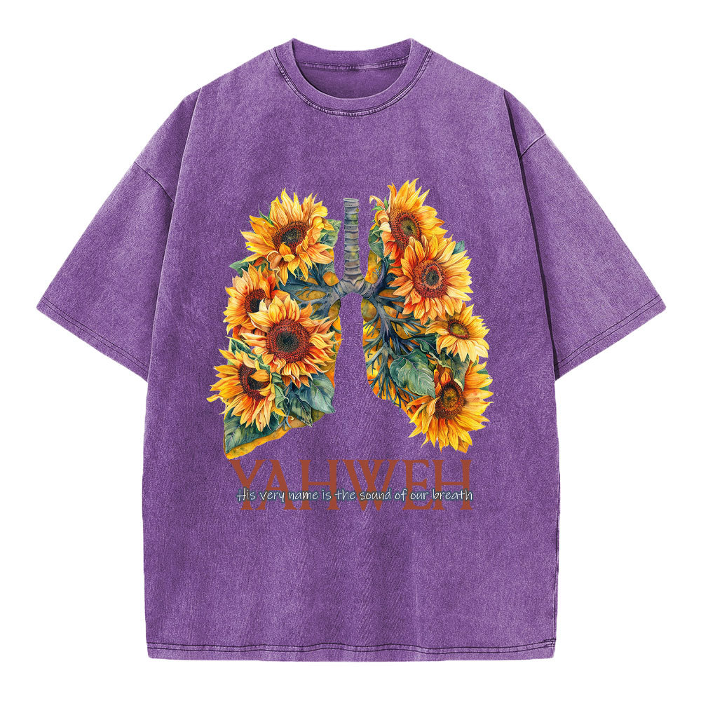 Yahweh Sunflower Christian Washed T-Shirt