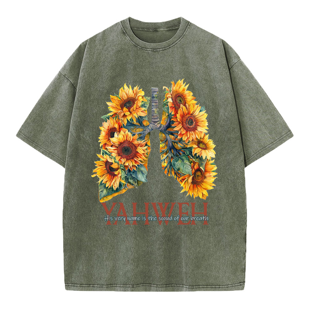 Yahweh Sunflower Christian Washed T-Shirt