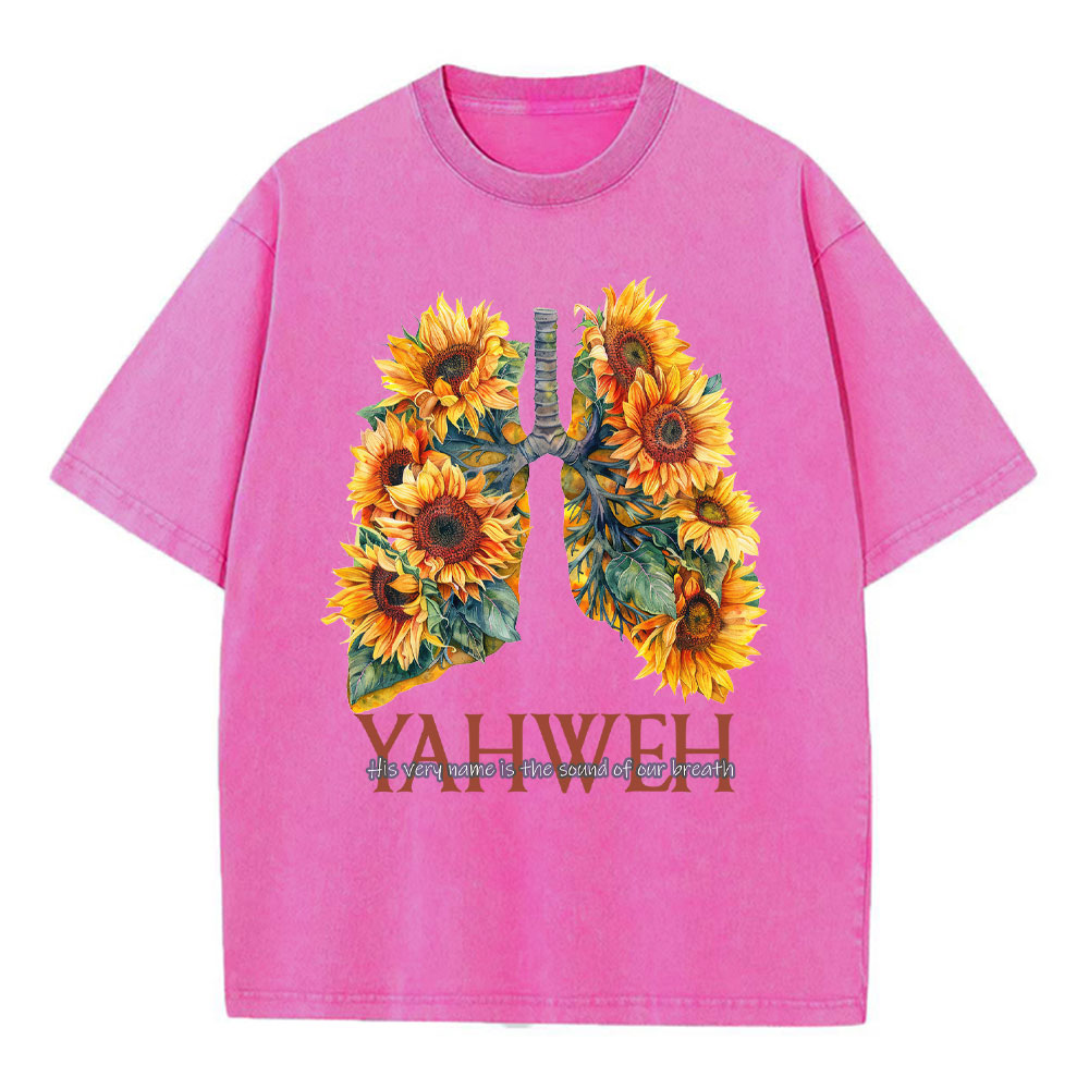 Yahweh Sunflower Christian Washed T-Shirt