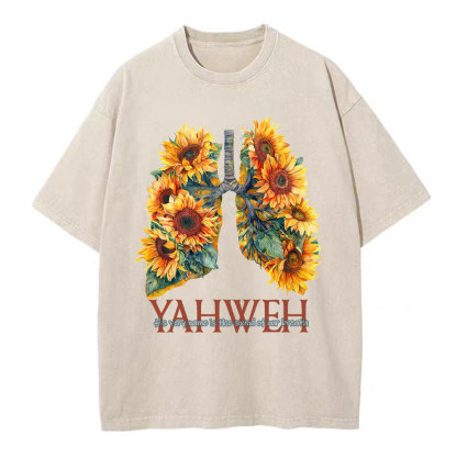 Yahweh Sunflower Christian Washed T-Shirt