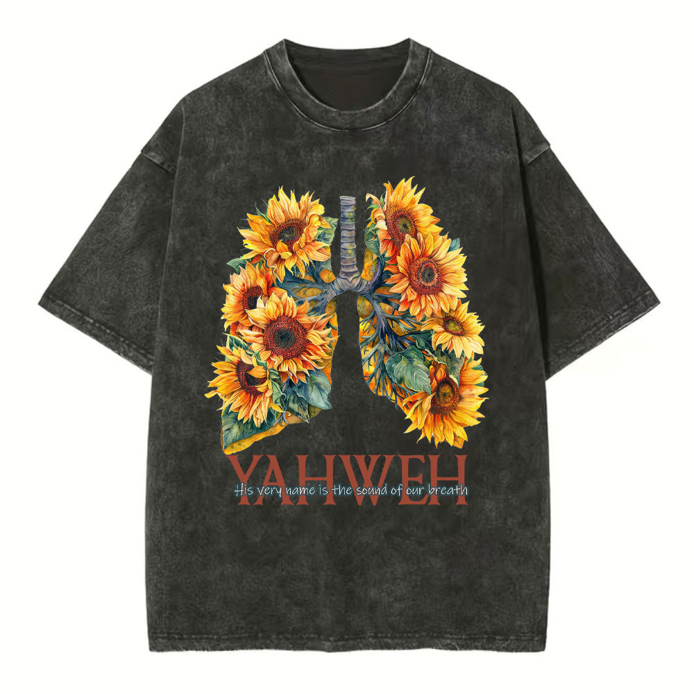 Yahweh Sunflower Christian Washed T-Shirt