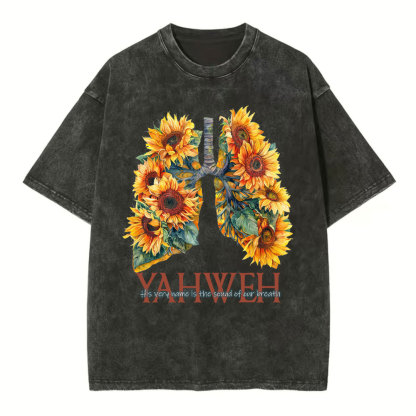 Yahweh Sunflower Christian Washed T-Shirt