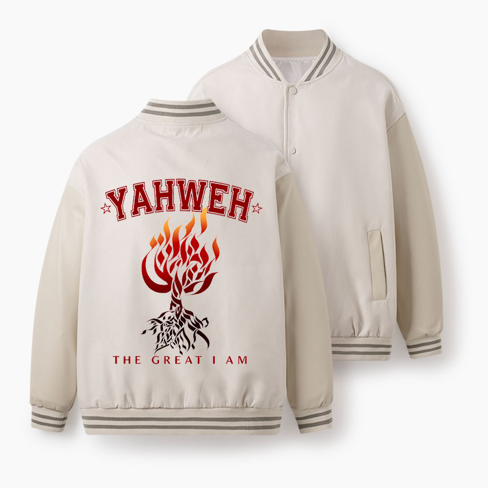 Yahweh The Great I Am Christian Color Block Baseball Jacket