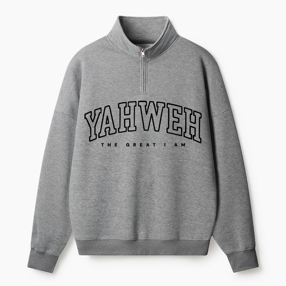 Yahweh The Great I Am Christian Half Zip Fleece Sweatshirt
