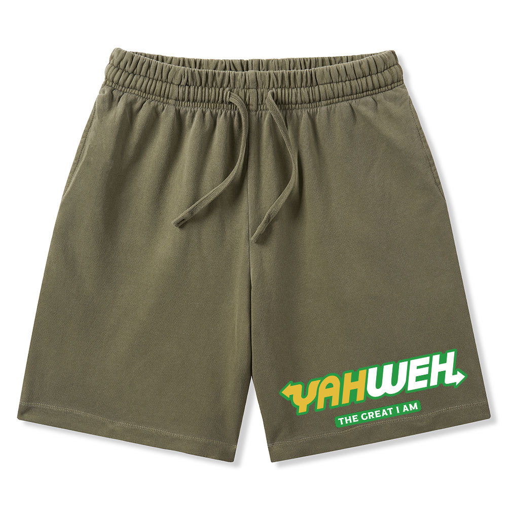 Yahweh The Great I Am Christian Washed Shorts