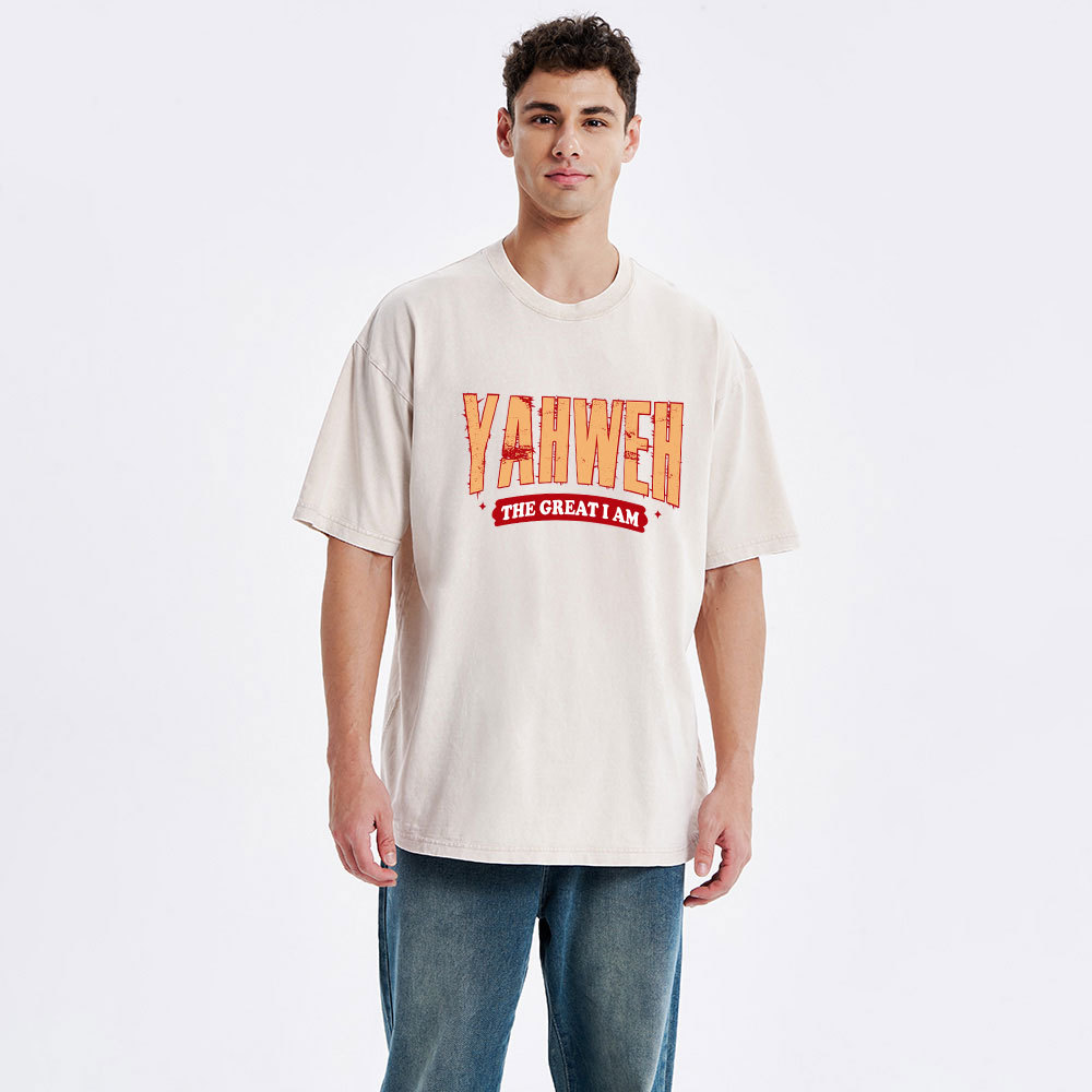 Yahweh The Great I Am Christian Washed T-Shirt