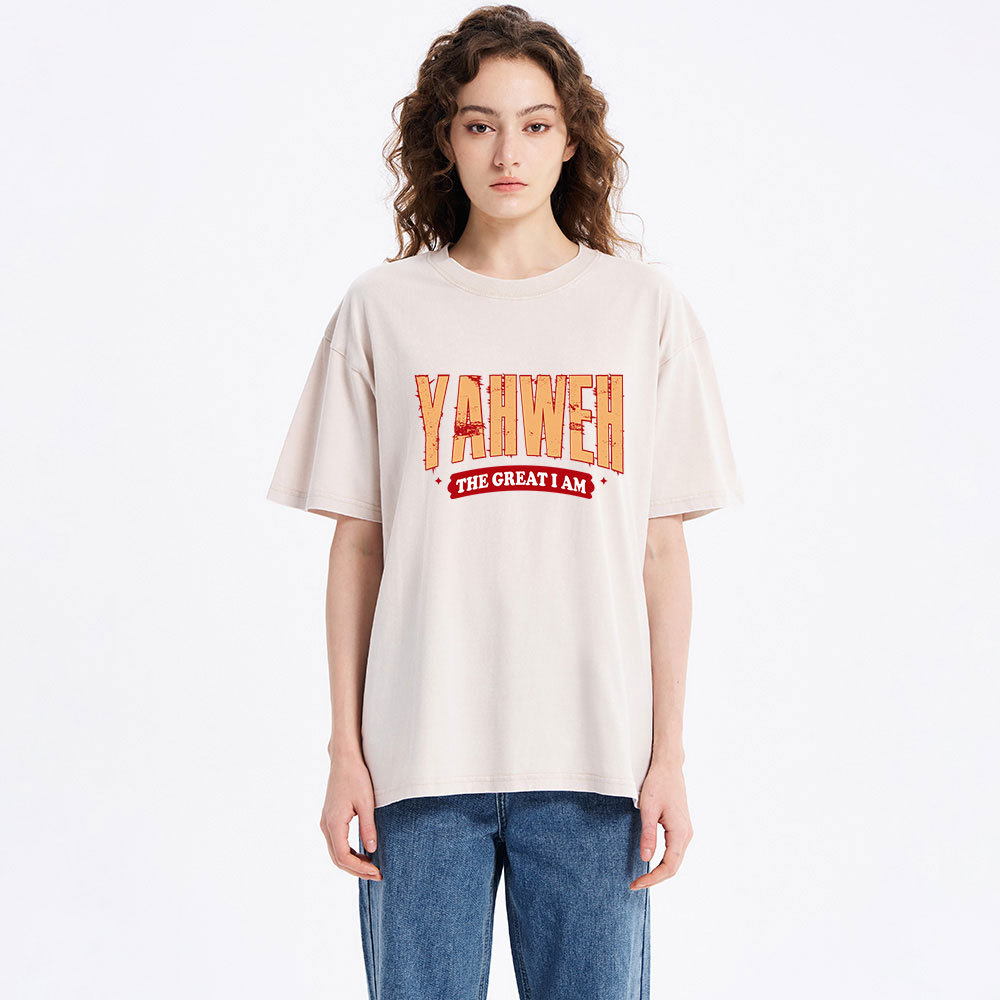 Yahweh The Great I Am Christian Washed T-Shirt