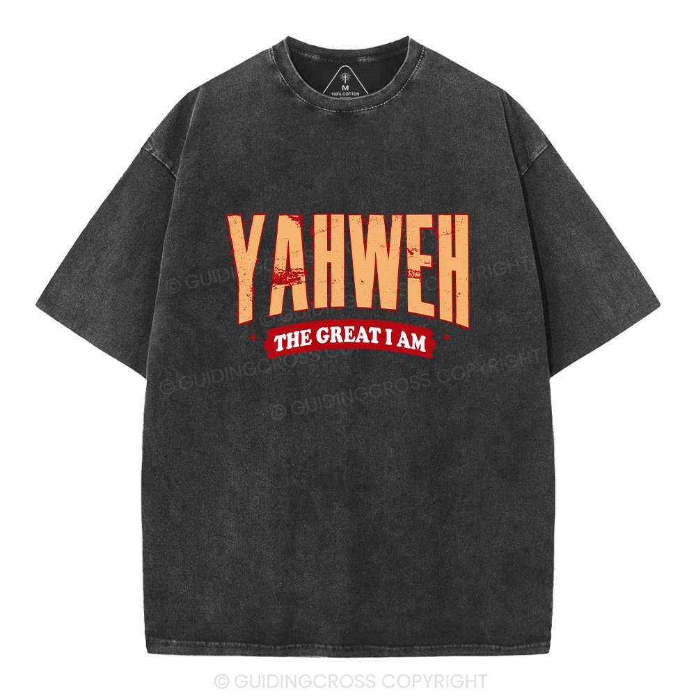 Yahweh The Great I Am Christian Washed T-Shirt