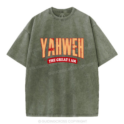 Yahweh The Great I Am Christian Washed T-Shirt